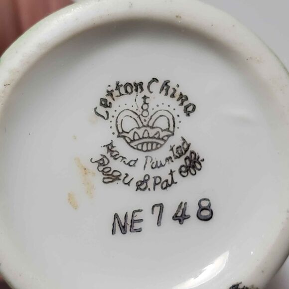 Lefton Green Heritage Small Pitcher Pink Roses Vintage - Picture 6 of 7